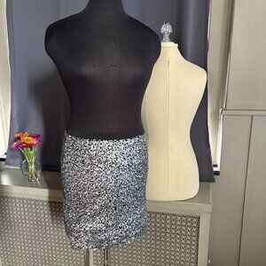 NWT Loft sequin midi skirt size 2 silver and black